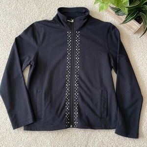 Black Zip Jacket With Rhinestones